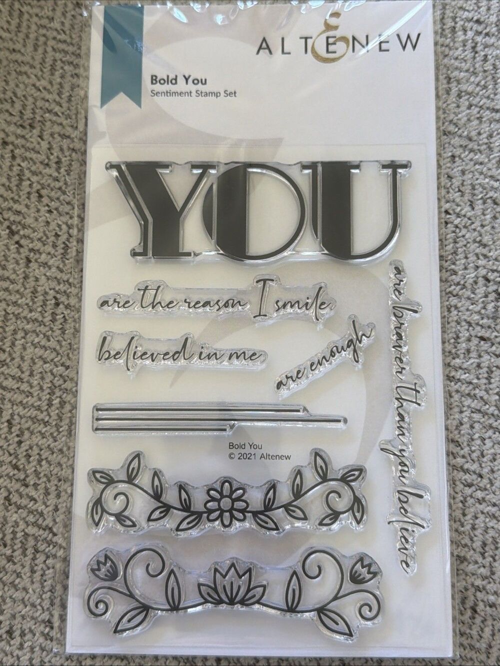 Altenew Bold You Sentiment Stamp Set Floral sentiments Linear motifs